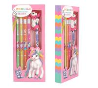 Depesche 12861 Ylvi-Set Arcobaleno, 5 matite con Disegni Diversi, ognuna, Inclusa Gomma Extra per Unicorno, Multicolore, 1 Piece
