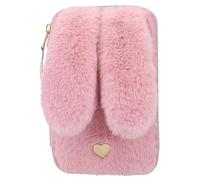 Depesche 12864 Princess Mimi Bunny Ballet - Astuccio a 2 scomparti con pelliccia di peluche rosa e orecchie lunghe, astuccio con matite colorate, gomma, temperamatite e molto altro