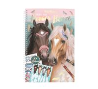 Depesche 12964 Miss Melody Crea Blaze-Libro da colorare con 36 Pagine per disegnare Vari Motivi di Cavalli, Raccoglitore ad Anelli con 8 Fogli di Adesivi, Multicolore