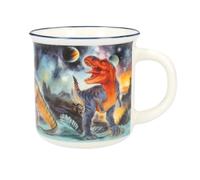 Depesche 13071 Dino World Galaxy-Tazza in smalto con motivo di dinosauri spaziali, bicchiere in porcellana, capacità circa 250 ml, Multicolore