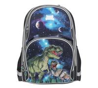 Depesche 13132 Dino World Galaxy Blu Scuro, con Motivo di Dinosauri, Pianeti e Stelle, Zaino Scuola con Bretelle Regolabili, Multicolore, One Size
