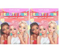 Depesche 13137 TOPModel Beauty Fun-Libro da colorare con 36 disegnare Motivi di Modelli, Inclusi 3 Adesivi a Doppia Pagina, Multicolore, 0013137 (Confezione da 2)