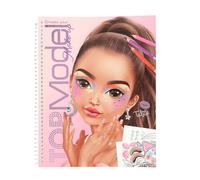 Depesche 13144 Crea la Tua TOPModel-Libro da colorare per Il Trucco, con 20 Pagine per Creare Look di Bellezza e Make-up, Incluso Foglio di Adesivi, Multicolore, One Size
