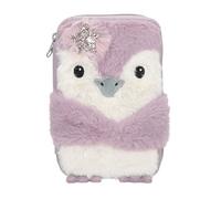 Depesche 13158 Princess Mimi Penguin - Astuccio a 2 Scomparti in Lilla e Crema, con Motivo Pinguino e Pelliccia di Peluche, con matite Colorate, Righello, Forbici e Molto Altro.