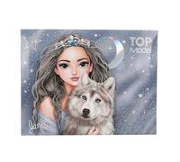 Depesche Scatola cancelleria TOPModel 13224 Wolf – Blu scuro, motivo stelle, con matite e gomma