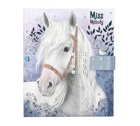 Depesche 13237 Miss Melody-Diario con codice numerico e Suono, Libro in Blu e Viola, con Motivo a Cavallo e 80 Pagine a Righe e illustrate a Colori, Multicolore