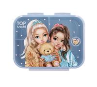 Depesche 13255 TOPModel Team Teddy - Scatola per Il Pranzo in Rosa, con Motivo Modello e Motivo a Scacchi, Scatola per Il Pranzo con 3 Scomparti e Coperchio Blu Trasparente