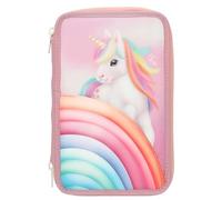 Depesche 13278 Ylvi Farbwolke 3 Scomparti Imbottito in Rosa, con Motivo Unicorno e Arcobaleno, Astuccio con matite Colorate, Righello, Forbici e Molto Altro, Cartone Animato, Multicolore, One Size