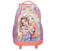 Depesche 13286 TOPModel Girl Power - zaino trolley per la scuola in viola e beige, con motivo a modello e lotti colorati, zaino per la scuola con manico telescopico e ruote