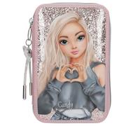 Depesche 13293 TOPModel My BFF 2 Scomparti in Rosa, con Motivo a Modella e Glitter, Astuccio con matite Colorate, Righello, Colla Stick e Molto Altro, Multicolore, One Size