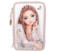 Depesche- Princess Mimi 2 Fach Federtasche Milo 13302 Summer Feeling 3 Scomparti, con Motivo TopModel e Fiori, Astuccio con matite Colorate, Righello, Forbici e Molto Altro Ancora, Colore Marrone