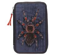 Depesche 13332 Adventure World-Astuccio a 2 Scomparti in Blu Scuro, con Motivo a Ragno ed Effetto 3D, con matite Colorate, Righello, Triangolo e Molto Altro, Multicolore, One Size