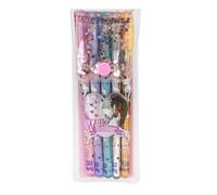 Depesche 13364 Miss Melody-Set Gel Astuccio Trasparente, con Chiusura a Pressione, 5 Penne in Colori Glitterati per Scrivere e Decorare, Multicolore, One Size