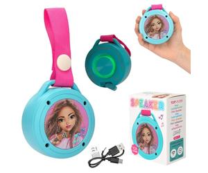 Depesche 13377 TOPModel - Mini Altoparlante in Turchese e Rosa, con Motivo da Modella e Passante per Il Fissaggio, Altoparlante Bluetooth da Viaggio, in avo di Ricarica USB-C