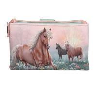 Depesche 13405 Miss Melody Romantic Fields Verde e Rosa, con Motivo di Cavalli e Prato Fiorito, Portafoglio con Chiusura a Velcro, Multicolore, 1 Piece