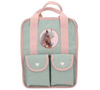 Depesche 13406 Miss Melody Romantic Fields-Zaino in Verde e Rosa, con Patch Cavallo e Glitter, Borsa con Cinghie Regolabili Unisex Kids, Multicolor, 1 Piece