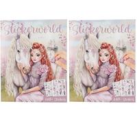 Depesche 13443 TOPModel Viva Violet - libro di adesivi con 20 pagine di sfondi magici con modelle e cavalli, inclusi 3 fogli doppi di adesivi accessori (Confezione da 2)