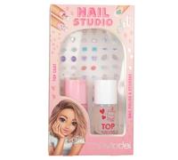 Depesche 13496 TOPModel Beauty and Me, set smalto rosa, top coat trasparente e vari adesivi per unghie, Multicolore