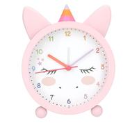 Depesche 13527 Ylvi-Sveglia rosa per bambini, con motivo unicorno e orecchie e corno, orologio silenzioso con funzione luce, batteria inclusa, Multicolore