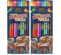 Depesche 13530 Dino World - Set di matite Colorate con 10 Colori in Astuccio, Inclusa Gomma per Cancellare su Ogni Matita, per colorare a Scuola e nel Tempo Libero (Confezione da 2)