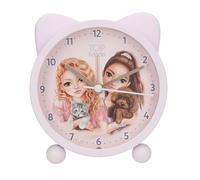 Depesche 13548 TOPModel Kitty and Doggy-sveglia rosa per bambini, con motivo di cani e gatti e orecchie, orologio silenzioso con funzione luce, batteria inclusa, Multicolore