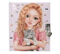Depesche 13569 TOPModel Kitty and Doggy - Diario con serratura a forma di cuore e chiave, libro in viola, con motivo a gatti e 192 pagine a righe