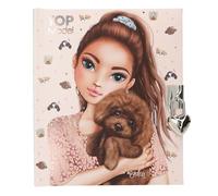 Depesche 13570 TOPModel Kitty and Doggy - Diario con serratura a forma di cuore e chiave, libro in rosa, con motivo a cani e 192 pagine a righe