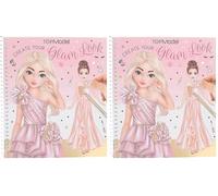 Depesche 13583 TOPModel Create Your Glam Look - Libro da colorare con 36 pagine per creare abiti, inclusi 6 fogli di adesivi (Confezione da 2)