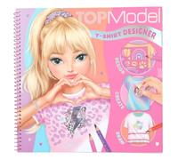 Depesche 13585 TOPModel T-Shirt Designer-Set di libri 60 pagine prestampate per disegnare magliette, inclusi 2 fogli di adesivi, stencil e modelli da colorare, Multicolore