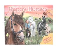 Depesche 13586 Create Your Happy Horses-Libro 24 Pagine di Sfondo per Creare Il Proprio Mondo equestre, Inclusi 6 Fogli di Adesivi, Multicolored, One Size