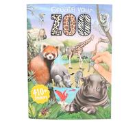Depesche 13607 Create Your Libro da colorare con 24 Pagine prestampate per Creare Motivi da Zoo, Inclusi 3 Fogli Doppi di Adesivi, Multicolored, One Size