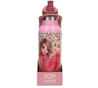 Depesche 13663 TOPModel Leoheart - Borraccia in Rosa, con Motivo del Modello e Motivo Leo, Borraccia Sportiva in Acciaio Inox, capacità Circa 500 ml