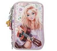 Depesche 13664 TOPModel Cowgirl - Astuccio per matite a 3 Scomparti in Viola, con Motivo Floreale e Modello, Astuccio con matite Colorate, Forbici, Righello e Molto Altro.