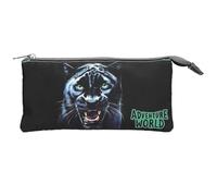 Depesche 13691 Adventure World Panther-Astuccio in Nero e Verde, con Motivo Pantera, portamatite a 3 Scomparti, Multicolore, One Size, 13695