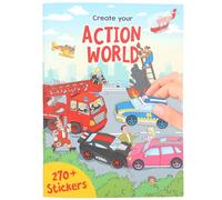 Depesche 13807 Crea Il Tuo Mondo d'azione-Libro da colorare con 24 Pagine di Sfondo prestampate per disegnare la Vita di Città e Campagna, Set con 270 Adesivi Inclusi, Multicolore, One Size