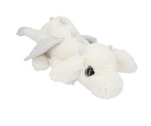Depesche 13864 Snukis - Drago in Peluche Bianco, con Morbida Pelliccia e Occhi Glitterati Argento, Alto Circa 20 cm