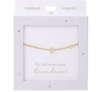 Depesche 13896.34 Bracciale in oro con croce e brillantini, lunghezza variabile come regalo per amici e parenti