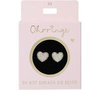 Depesche 13914.002 - Orecchini a perno in oro con cuore e brillantini, idea regalo