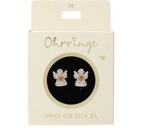 Depesche 13914.010 - Orecchini a perno in oro e arancio, con angelo custode e pietre glitterate, piccolo regalo