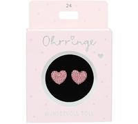Depesche 13914.024 - Orecchini a perno in argento e rosa, con motivo a cuore e brillantini, idea regalo