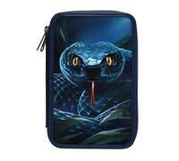 Depesche 13977 Adventure World - Astuccio a 2 Scomparti in Blu Scuro con Motivo a Serpente, con matite Colorate, Forbici, Righello e Molto Altro.