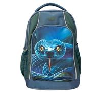 Depesche 13978 Adventure World - Zaino per la scuola in blu scuro e verde, con motivo a serpente scuro, zaino per la scuola con bretelle regolabili