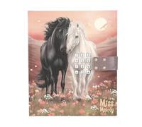 Depesche Miss Melody 13998 - Diario con numeri e suono, in rosa e rosso, con motivo cavalli e fiori, con 80 pagine a righe sottili e colorate