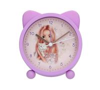 Depesche 14063 TOPModel Blooming Kitty - sveglia per bambini in colore viola, con motivo di gatto modello, orologio silenzioso con funzione luminosa
