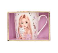 Depesche 14064 TOPModel Blooming Kitty - Tazza in bianco, con modello e motivo di gatto, iscrizione e oro, tazza in porcellana per bere, capacità circa 300 ml