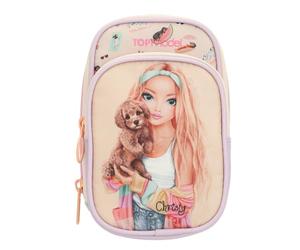 Depesche 14152 TOPModel Sunny Dog - Custodia per Cellulare | in giallo chiaro, viola e turchese con motivo "Model" e glitter, borsa con 2 scomparti con cerniera e tracolla