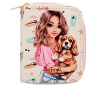 Depesche 14156 TOPModel Sunny Dog - Portafoglio per Bambini in Giallo Chiaro e Viola, con Motivo Modello e Divertente Motivo di Cani, Portafoglio con Scomparti e Chiusura a Bottone Automatico