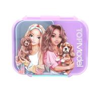 Depesche 14162 TOPModel Sunny Dog - Contenitore per Il Pranzo | in viola, turchese e bianco, con motivo di modella con cuffie, contenitore per il pranzo con coperchio a ribalta
