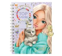 Depesche 14292 TOPModel - Diario con Chiusura a Cuore e Braccialetto con Chiave, Libro in Viola, con Motivo a Modello, Motivo a Cuore e Pagine Foderate