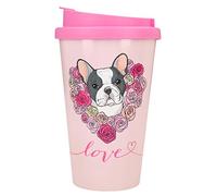 Depesche 2180.005 To-Go - Tazza in plastica con scritta, 350 ml, motivo: Love con bulldog francese
